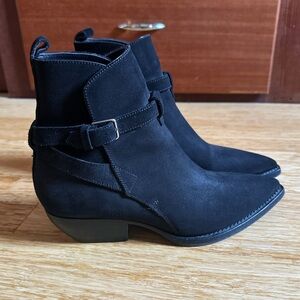 Saint Laurent Black Suede Ankle Booties